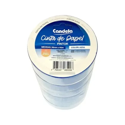 Candela Cinta Papel 36mm x40mts Azul
