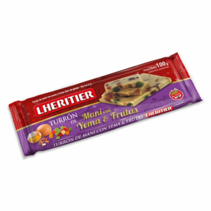 Lheritier Turron de Mani con Yema y Frutas 100g