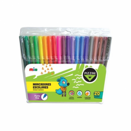 Marcadores punta fina x 20 colores Pizzini