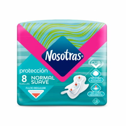 Nosotras Toallitas Femeninas Normal Suave 8u